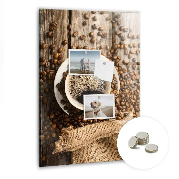 Magnetic Glass Dry Erase Board with A Cup of Coffee Design