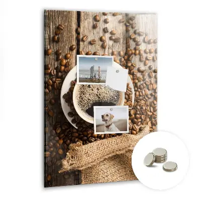 Magnetic Glass Dry Erase Board with A Cup of Coffee Design