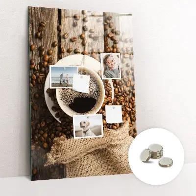 Magnetic Glass Dry Erase Board with A Cup of Coffee Design