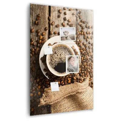 Magnetic Glass Dry Erase Board with A Cup of Coffee Design