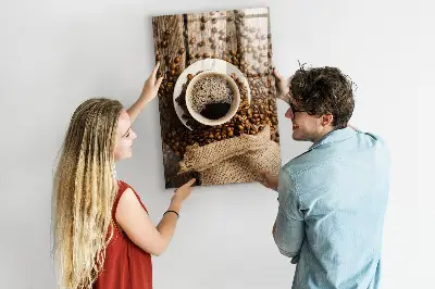 Magnetic Glass Dry Erase Board with A Cup of Coffee Design