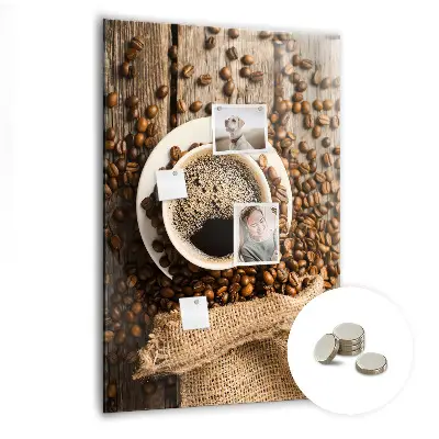 Magnetic Glass Dry Erase Board with A Cup of Coffee Design