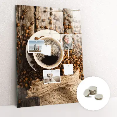 Magnetic Glass Dry Erase Board with A Cup of Coffee Design