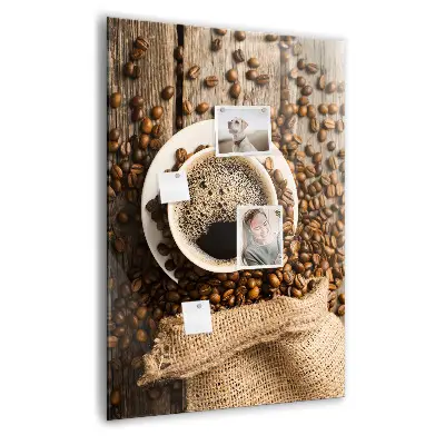 Magnetic Glass Dry Erase Board with A Cup of Coffee Design