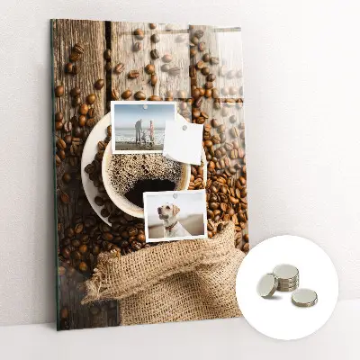 Magnetic Glass Dry Erase Board with A Cup of Coffee Design