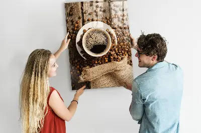 Magnetic Glass Dry Erase Board with A Cup of Coffee Design