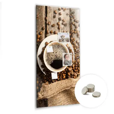 Magnetic Glass Dry Erase Board with A Cup of Coffee Design