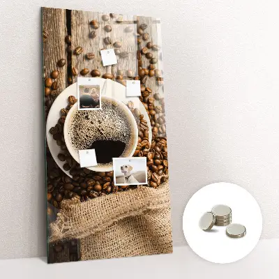 Magnetic Glass Dry Erase Board with A Cup of Coffee Design