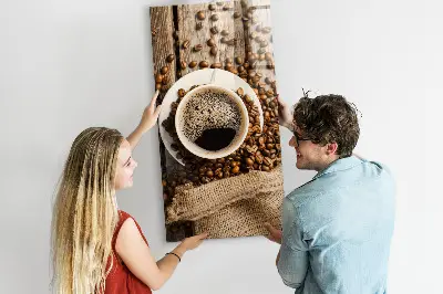 Magnetic Glass Dry Erase Board with A Cup of Coffee Design