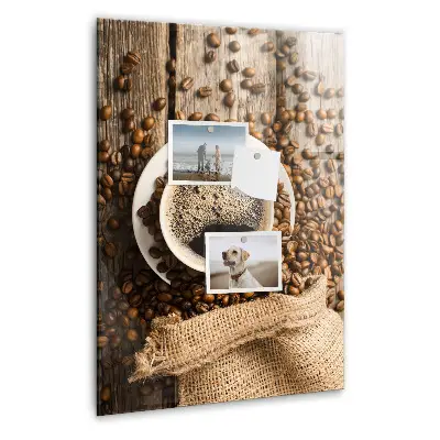 Magnetic Glass Dry Erase Board with A Cup of Coffee Design