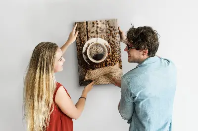 Magnetic Glass Dry Erase Board with A Cup of Coffee Design