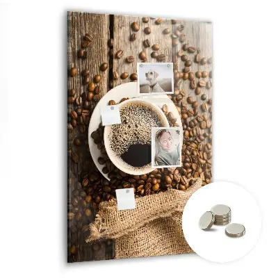 Magnetic Glass Dry Erase Board with A Cup of Coffee Design