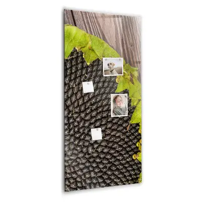 Magnetic glass dry erase board with sunflower seeds design