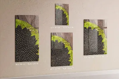 Magnetic glass dry erase board with sunflower seeds design