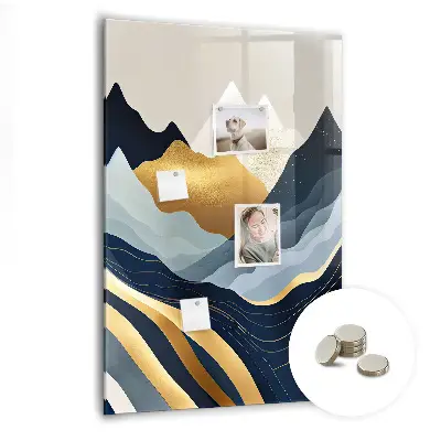 Magnetic glass dry erase board with abstract landscape design