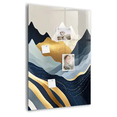 Magnetic glass dry erase board with abstract landscape design