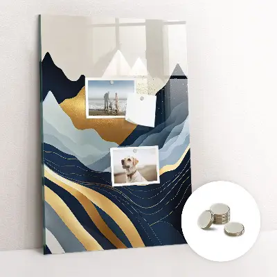 Magnetic glass dry erase board with abstract landscape design