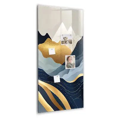 Magnetic glass dry erase board with abstract landscape design
