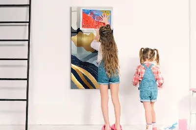Magnetic glass dry erase board with abstract landscape design