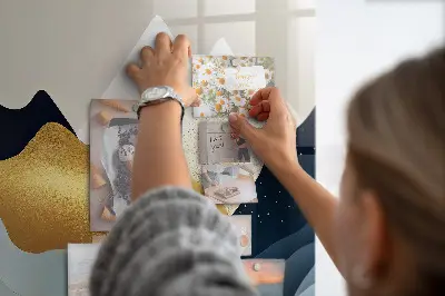 Magnetic glass dry erase board with abstract landscape design