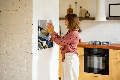 Magnetic glass dry erase board with abstract landscape design