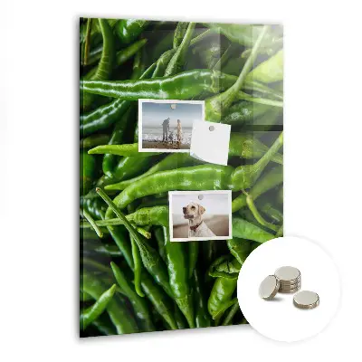 Magnetic wall board with green peppers design