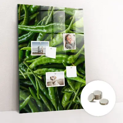 Magnetic wall board with green peppers design
