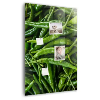 Magnetic wall board with green peppers design