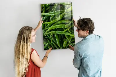 Magnetic wall board with green peppers design