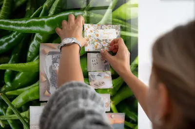Magnetic wall board with green peppers design