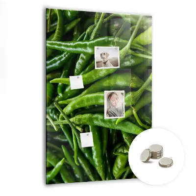 Magnetic wall board with green peppers design