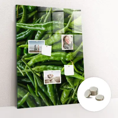 Magnetic wall board with green peppers design