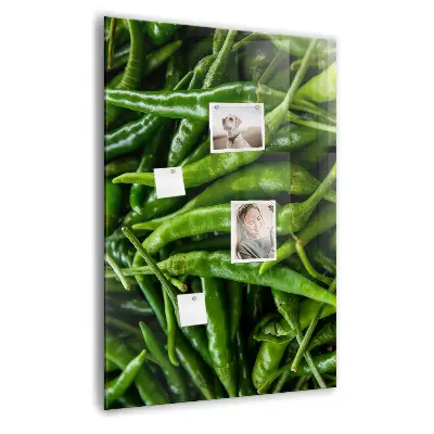 Magnetic wall board with green peppers design