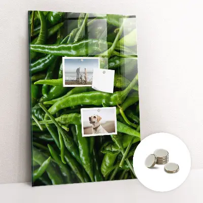 Magnetic wall board with green peppers design