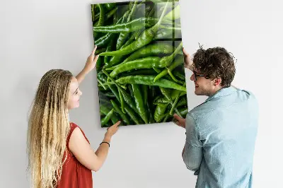 Magnetic wall board with green peppers design