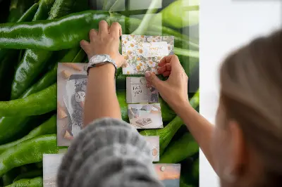 Magnetic wall board with green peppers design
