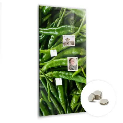 Magnetic wall board with green peppers design