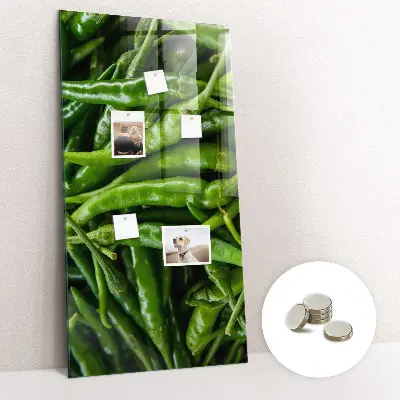 Magnetic wall board with green peppers design