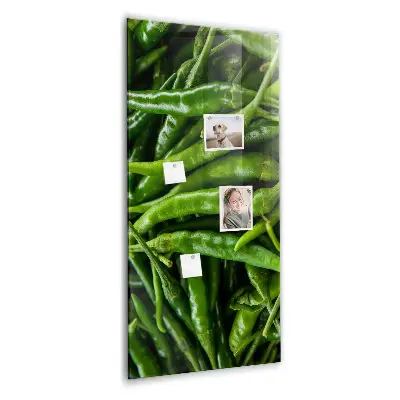 Magnetic wall board with green peppers design