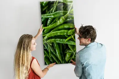 Magnetic wall board with green peppers design