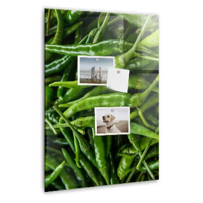 Magnetic wall board with green peppers design