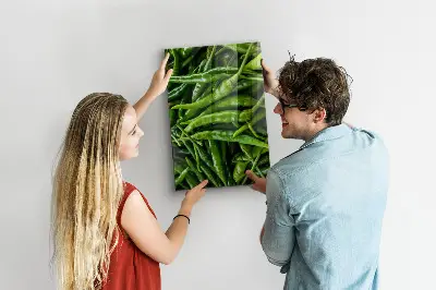 Magnetic wall board with green peppers design