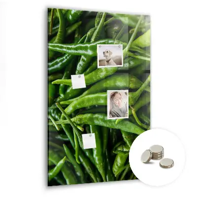 Magnetic wall board with green peppers design