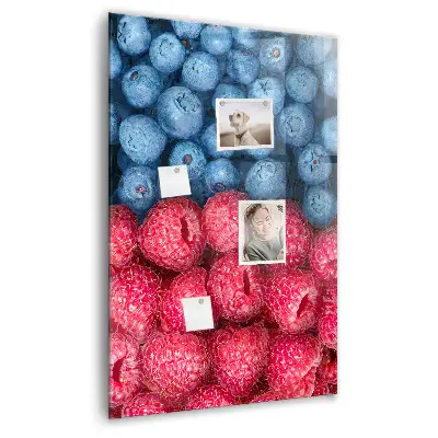 Magnetic glass dry erase board with blueberries and raspberries print