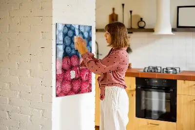 Magnetic glass dry erase board with blueberries and raspberries print