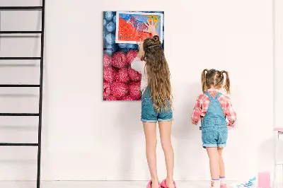 Magnetic glass dry erase board with blueberries and raspberries print
