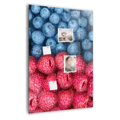 Magnetic glass dry erase board with blueberries and raspberries print