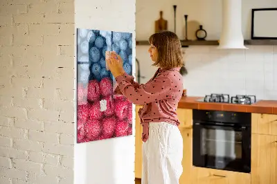 Magnetic glass dry erase board with blueberries and raspberries print