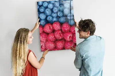 Magnetic glass dry erase board with blueberries and raspberries print