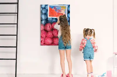 Magnetic glass dry erase board with blueberries and raspberries print